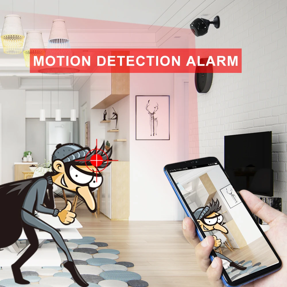Беспроводная ip мини камера JOZUZE WD8 домашняя безопасности WiFi ночное видение 1080P