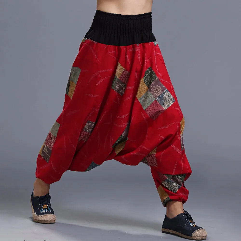 Свободные льняные брюки в индийском Непале Удобные повседневные мешковатые из