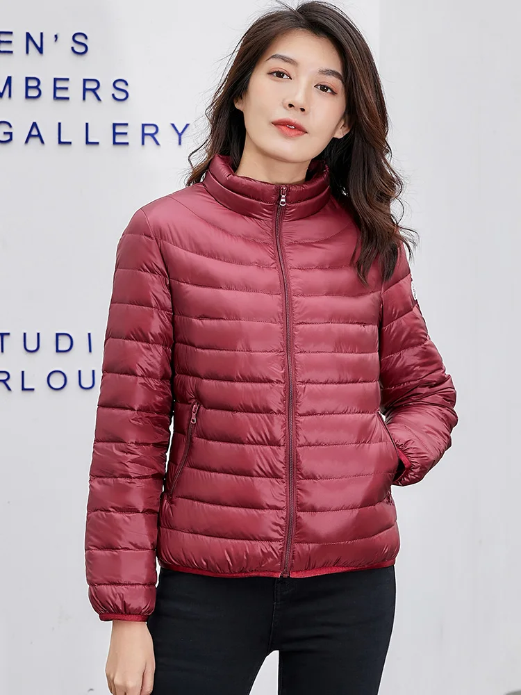 BG новый осенне зимний женский тонкий белый пуховик парка ультра легкий Короткие