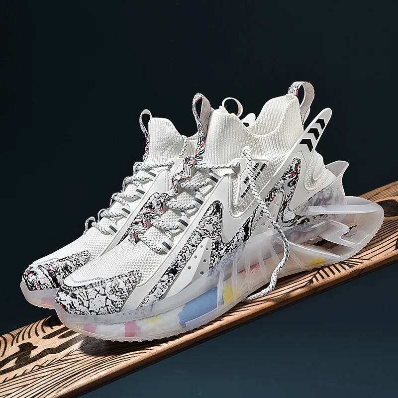 

Graffiti Men's Sneakers 2021 New Men's Running Shoes Outdoor Antiskid Damping Sports Shoes Fashion Comfortable White Men Shoes