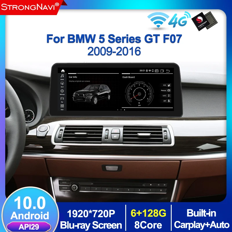 

Автомобильный мультимедийный плеер, плеер на Android 10, 8 ядер, 4 + 64 ГБ, для BMW 5 Series GT F07 12,3-2009, 4G Lte, 2016 дюйма