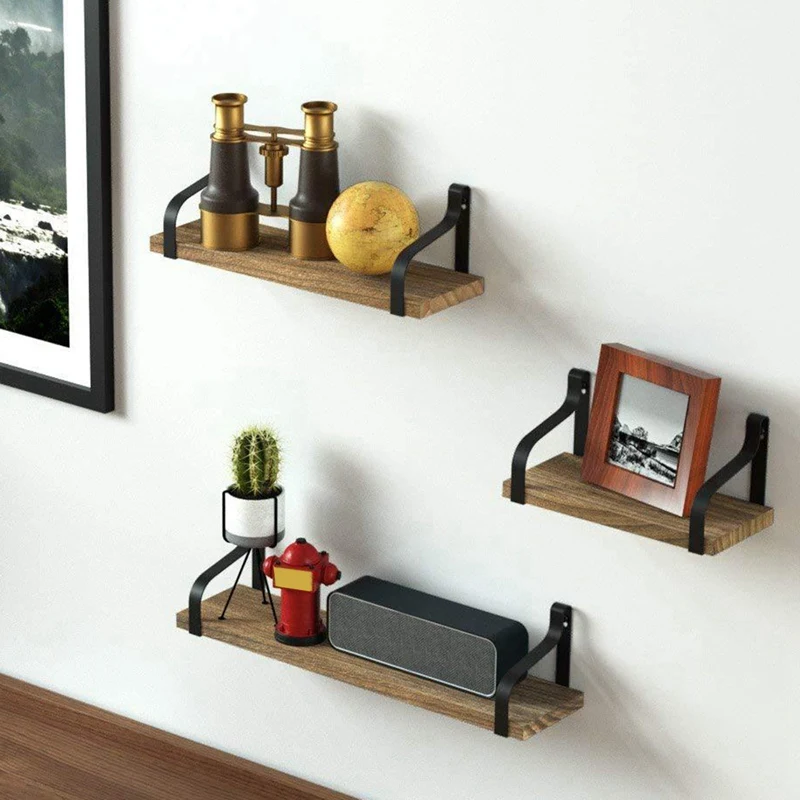 Настенная подвесная полка из 3 предметов деревянная стеллаж для хранения с
