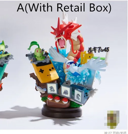 A With Retail Box Горячая новинка 20 см аниме статуя из смолы Gameboy Gyarados Lugia Фигурки игрушки сказочные Покемоны Фигурки игрушки коллекция подарки - Цвет: A With Retail Box