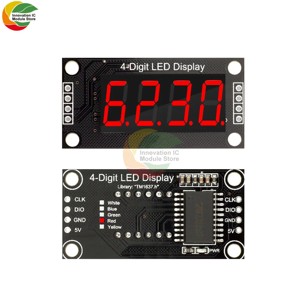 

0.36" 0.36inch 0.36 Inch TM1637 7 Segments Digital Display Tube 4-Digit LED Module Board For Arduino Red Color