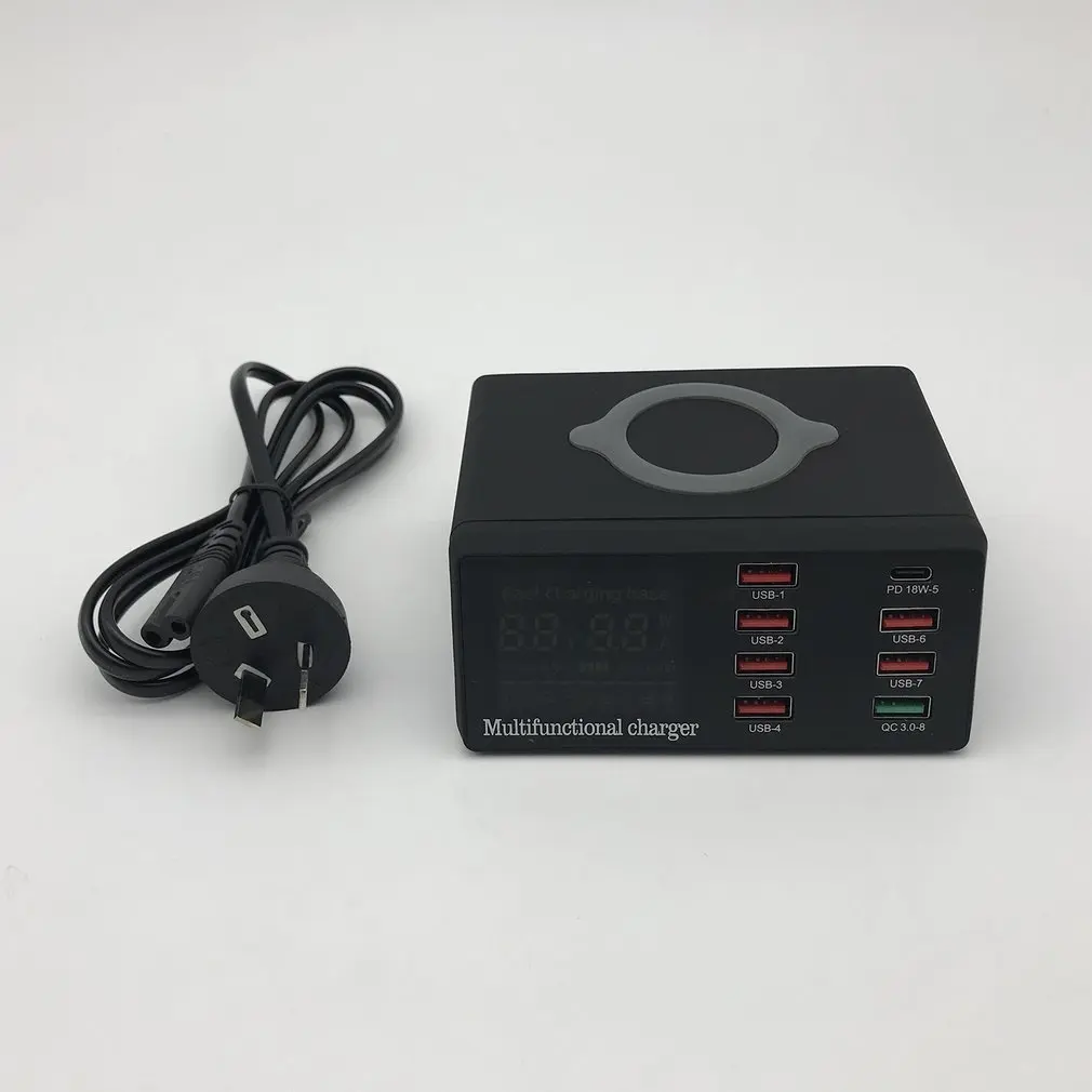 100 Вт PD QC 3 0 быстрое зарядное устройство 8 портов Смарт USB цифровой дисплей