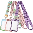 Шнурок DB867 с милым котом для кредитных карт, держатель для удостоверения личности, студенческий женский Дорожный Чехол для карт, значок для автомобиля