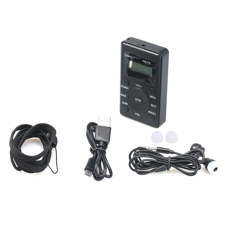 Портативный мини-FM-радиоприемник с наушниками DAB-FM передатчик Micro-USB