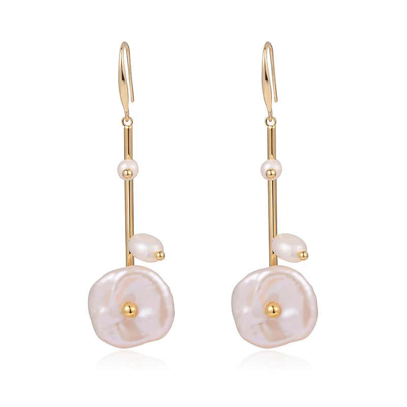 

Hongye 2021 Baroque Natural Freshwater Pearl Drop Earrings Fine Jewelry For Women Minimalist Luxury Handmade Fashion Jewelry