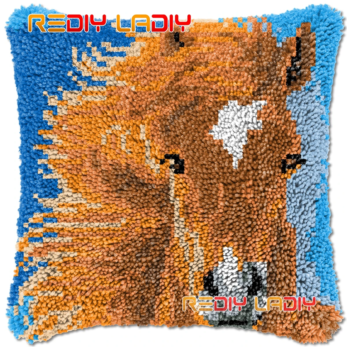 

Набор для рукоделия «сделай сам», крючок на защелке, лошадиное лицо, квадратная акриловая пряжа, искусство, вязание крючком, подушка, чехол, ...