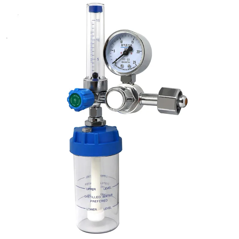 

O2 Flow Meter Gas Regulator Flowmeter Medical Oxygen Inhalers Pressure Reducer Humidifying Cups Color Random Free Shipping