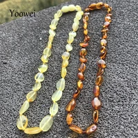 yoowei new amber braceletnecklace for baby gift natural baltic irregular oval beads handmade knotted original jewelry wholesale