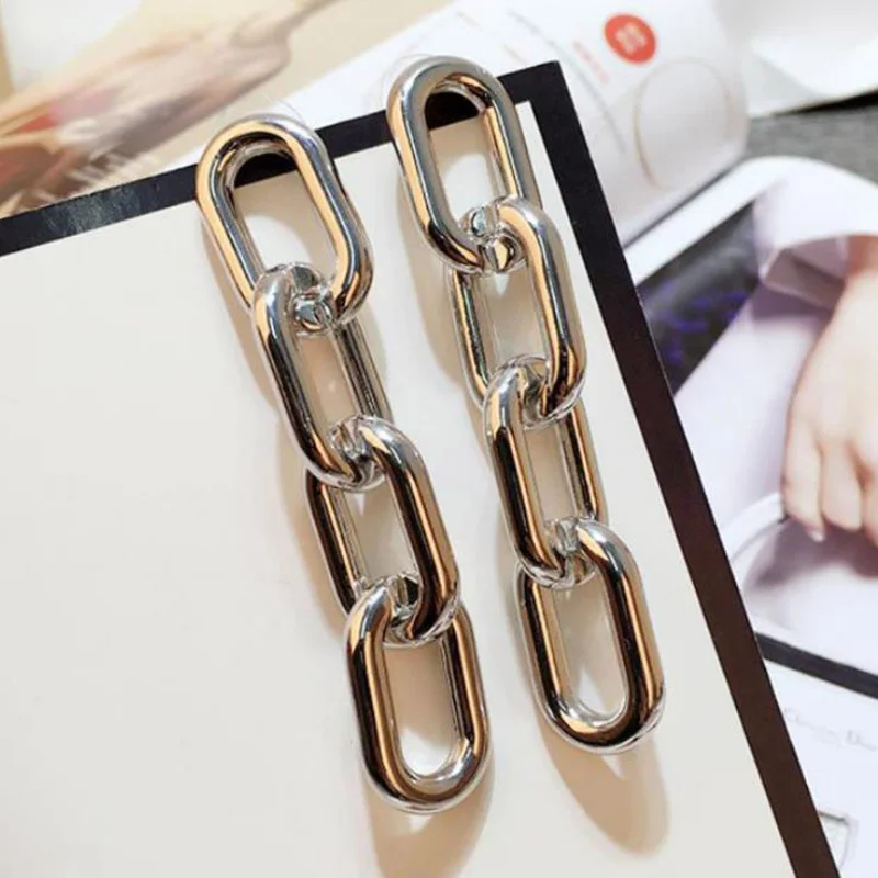 Женские акриловые серьги в стиле панк с толстой золотой цепочкой вечерние