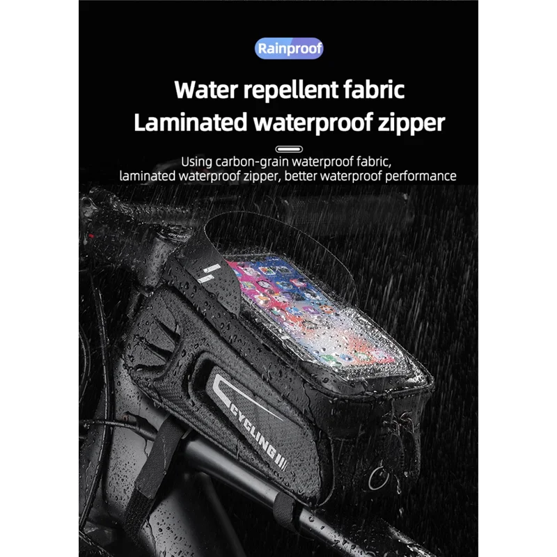 

Bike Phone Mount Cycling Bag Front Frame Bag Case Bag Bicycle Top Tube Bags Mtb Equipment Accessories 6.4in Touchscreen Bag