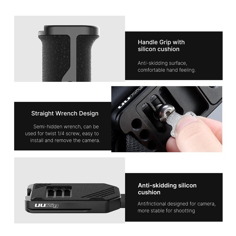 

UURig R043 Universal Vertical Shooting Side Handle Arca L Plate Mount with cold shoe for Sony Canon SLR Camera Vlog Tripod Mount
