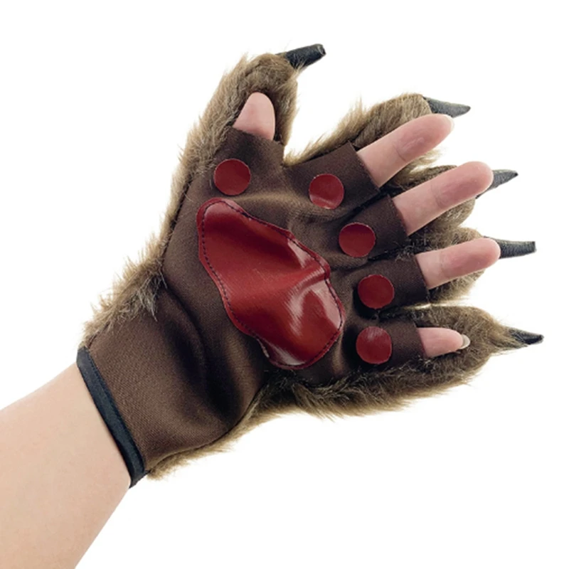 2 шт. перчатки с когтями волка пушистый коготь костюм на Хэллоуин вервольф лапы