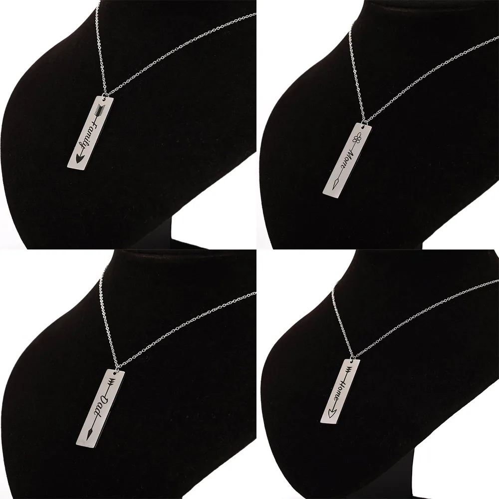 Myshape Mom and Dad Family Home Engraved Stainless Steel Tag Necklace for Women Men Chrismas Gift | Украшения и аксессуары