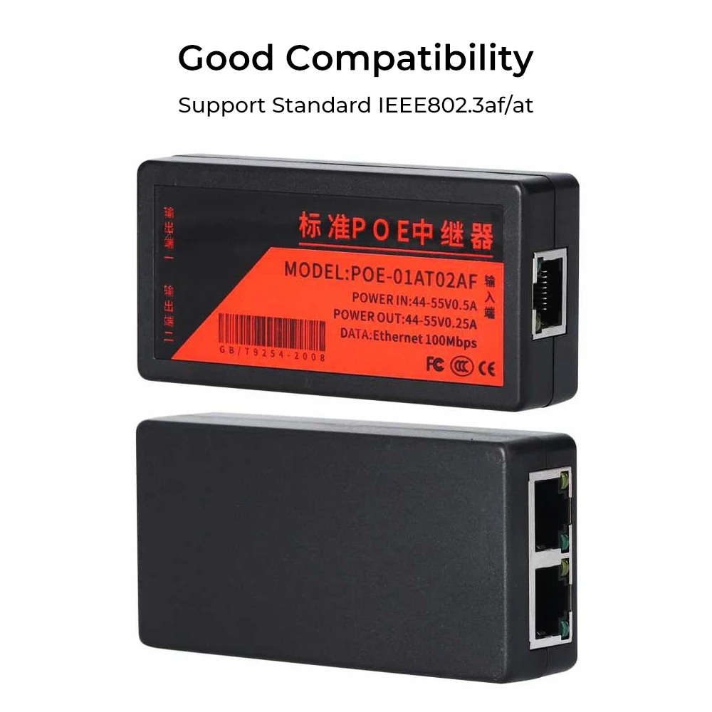 

2 Ports POE repeater standard network extender 100Mbps camera adapter splitter DC44V-55V 0.5A camera POE repeater