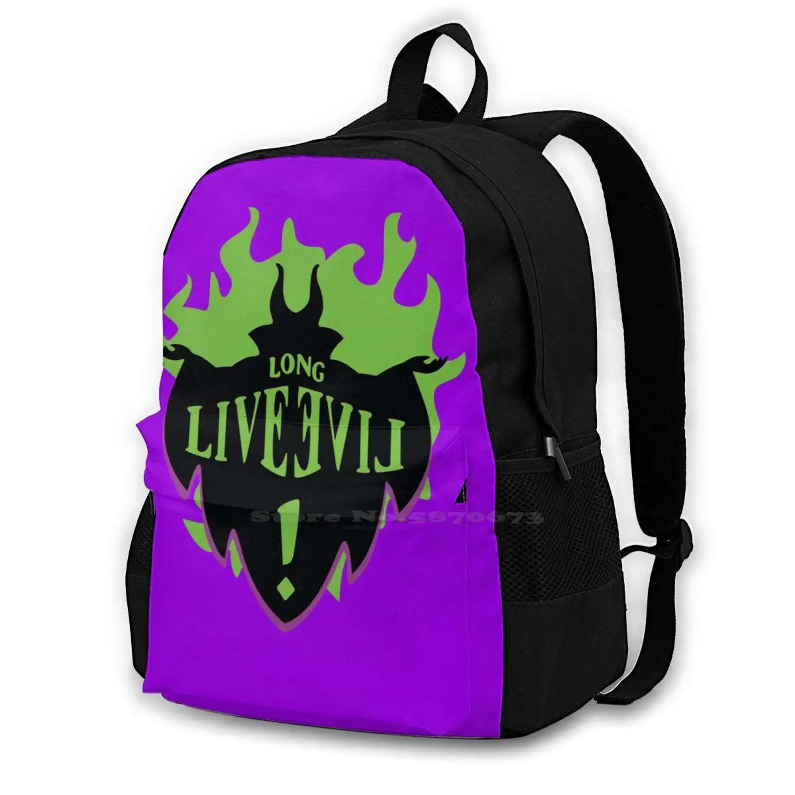 Evil Icon Bag Backpack For Men Women Girls Teenage Black Rotten Core Descendants 2 3 Mal Silhouette Sleep Band Beauty Evie