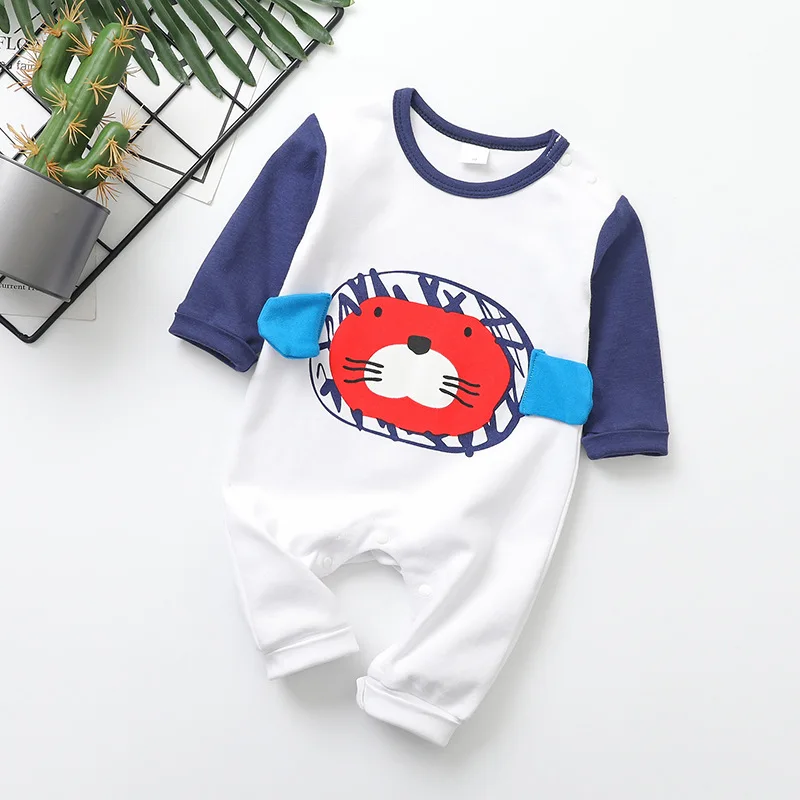 

White Jumpsuit for Babies 100% Pure Cotton Lion Costume Boy Pajamas Sleepwear for Newborns