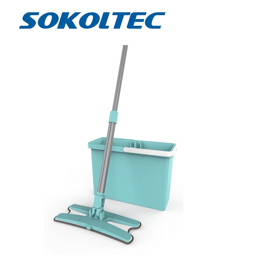 Вращающаяся Швабра-ведро Sokoltec плоская выдавливающаяся с прокладками из