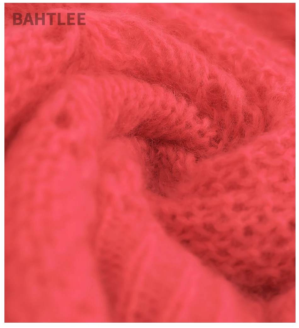 BAHTLEE Women Mohair Short Pullover Sweater Lantern Sleeves Autumn Winter Wool Knitted Jumper Loose Hollow out | Женская одежда
