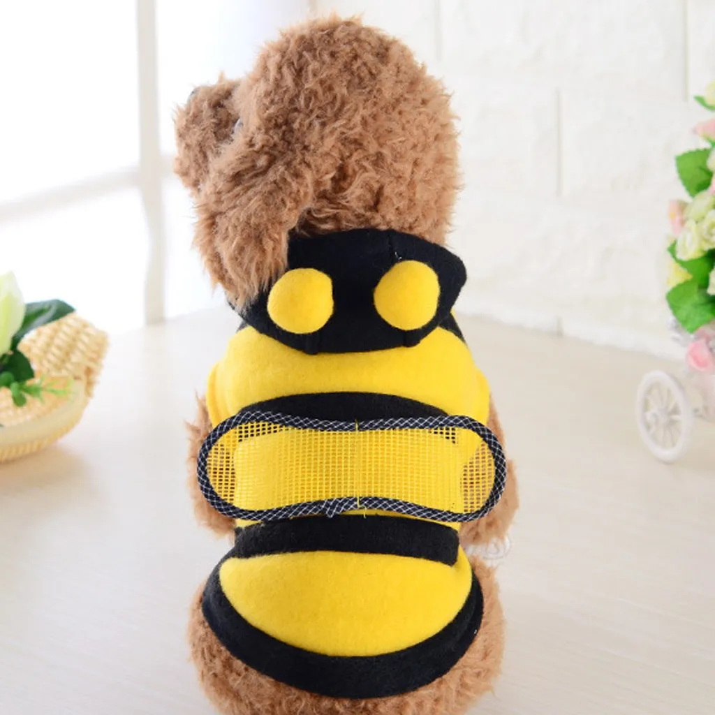 Для домашних любимцев собак Зимний пчелиный принт с капюшоном одежда для длинный