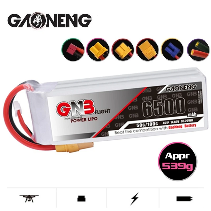 

1-3PCS GNB MAX 100C 4S 14.8V 6500mAh With XT60/XT90/T Plug HV Lipo Battery For FPV Drone RC Helicopter Car Boat UAV RC Parts