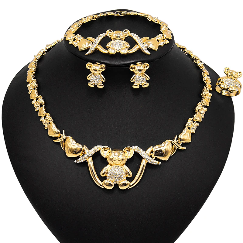 

Набор украшений с большим мишкой Тедди «I Love You Hug and ожерелье Kiss»