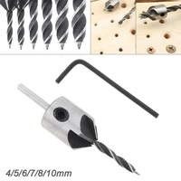 drill bit flute round shank 4 10mm countersink adjustable tapered bits for wood with allen wrench woodworking drilling tool
