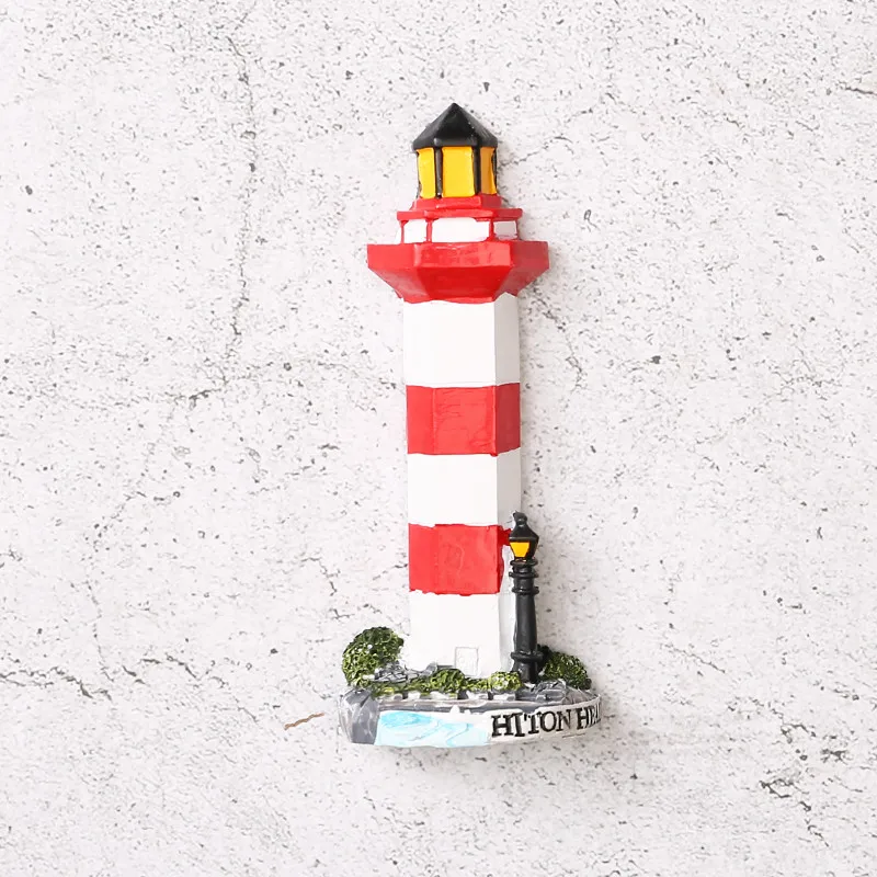 Red lighthouse B Магнит на холодильник, магнитные смолы Средиземноморский Ветер Маяк моряк, капитан круизного судна Сувениры украшение на холодильник - Цвет: Red lighthouse B