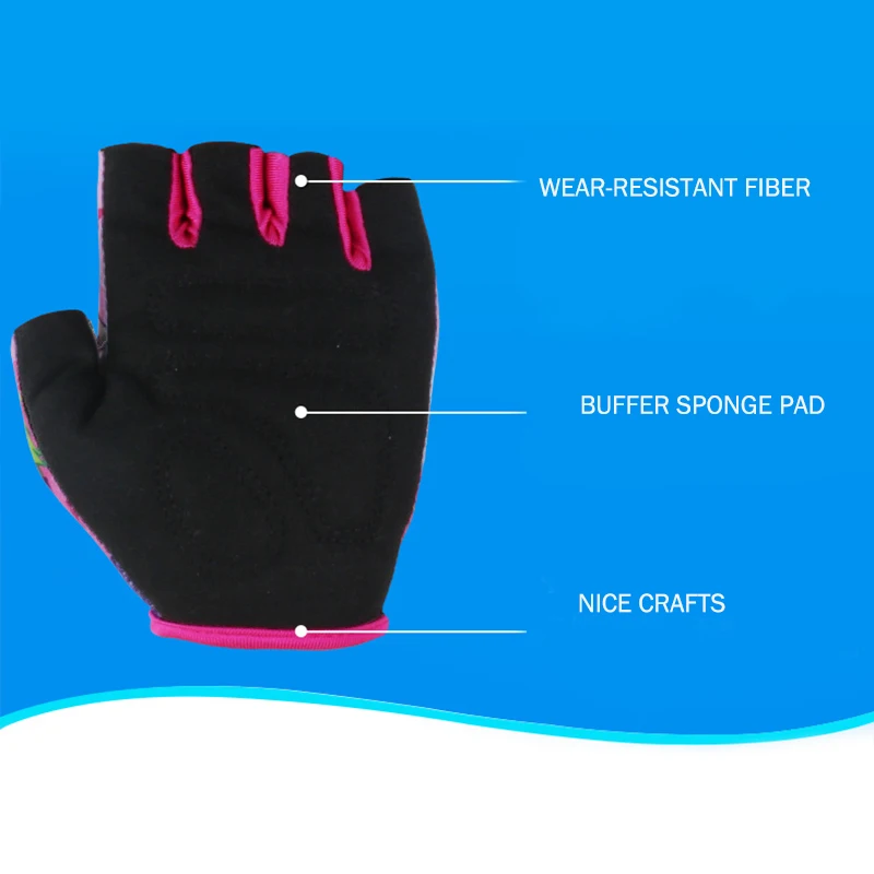 1 пара детские перчатки с полупальцами дышащие велосипедные противоскользящие