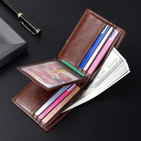 top layer oil waxed cow leather smooth touch rfid business men standard wallet with photo window