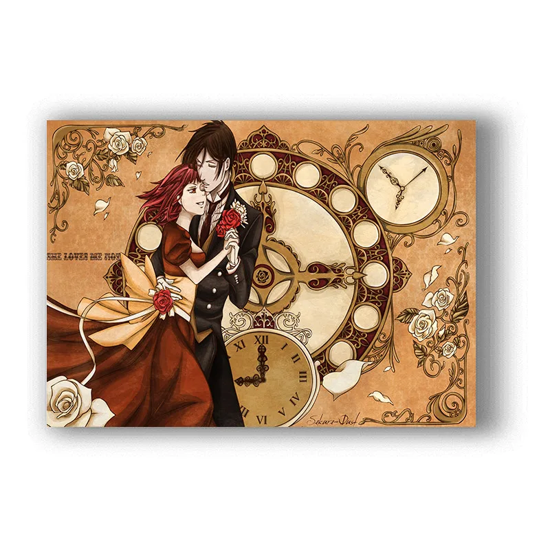 Японские Аниме Плакаты черный дворец с белым покрытием бумажная настенная