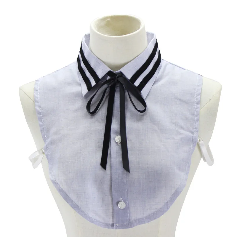 

Linbaiway Bowknotes Shirt Pure Fake Collar for Women White Black Tie Vintage Detachable Collar Laple False Collar Top Decorative