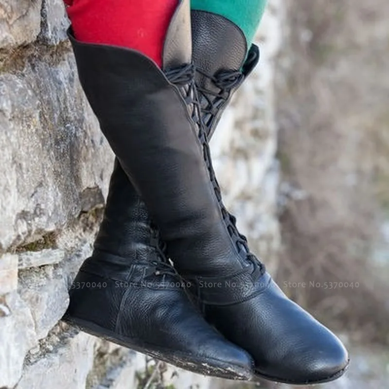 Кожаные ботинки на шнуровке в стиле ретро для карнавала Ботинки средневековом