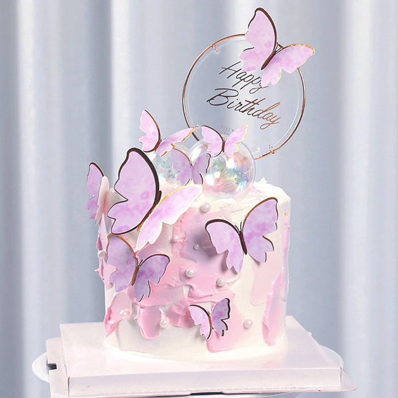 

Butterfly INS Cake Insert Card Dessert Decor Birthday Party Wedding Cake Topper Party DIY Cake Decoration Baking Supplies