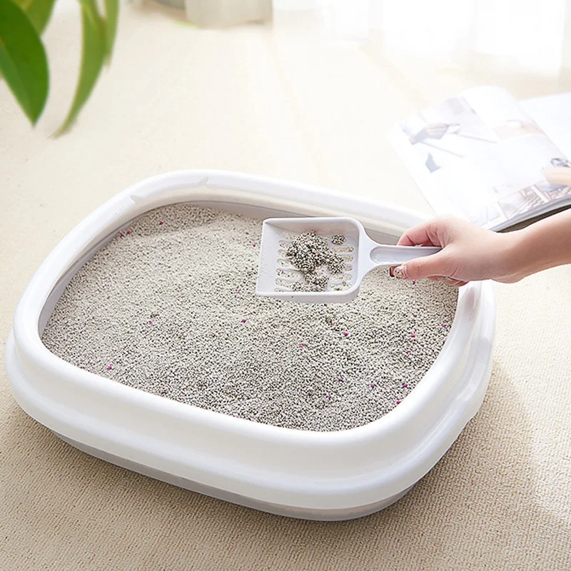 

Полузакрытый контейнер для кошачьего туалета, защита от брызг, высокая сторона, с ложкой, большой туалет для кошек, инструмент для очистки, т...