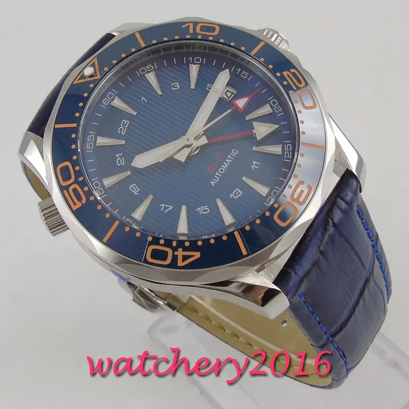 

41mm bliger blue sterile dial sapphire glass Date ceramic bezel GMT Top Brand Luxury Automatic Movement mens watch