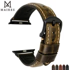 Ремешок кожаный MAIKES для Apple Watch, браслет для iWatch Series 7 6 5 4 3, 45 мм 41 мм 44 мм 40 мм 42 мм 38 мм
