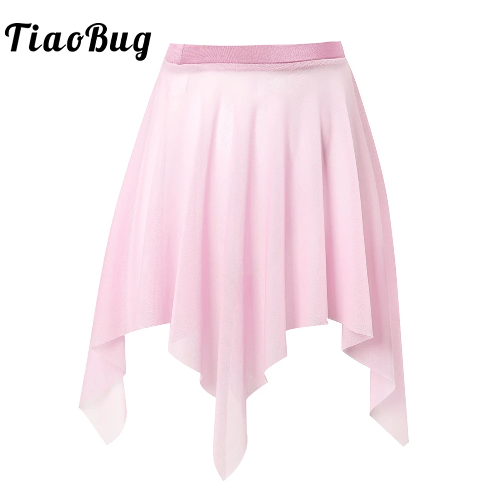 

TiaoBug New Arrival Children Ballet Skirt Kids Girls Dance Basic Classic Chiffon Irregular Modern Dance Skirt for Performance