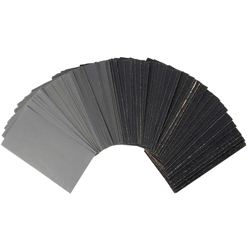 

102Pc Wet Dry Sandpaper 60 to 3000 Grit Assortment Abrasive Paper Sheets for Automotive Sanding Wood Furniture Finishing