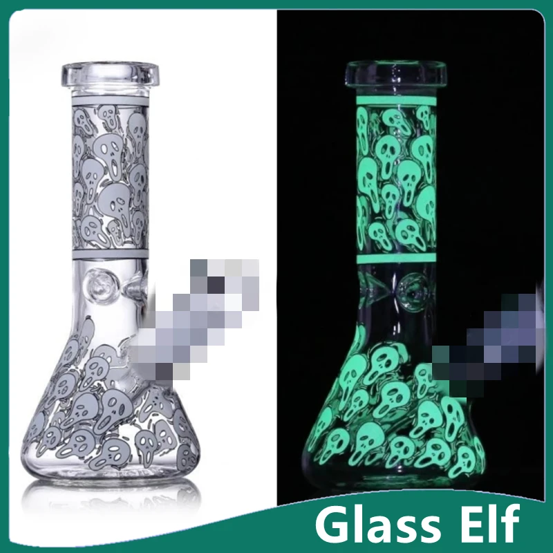 

8" Glow in the Dark Scary Skull Glass Oil Lamp for Home Decor
