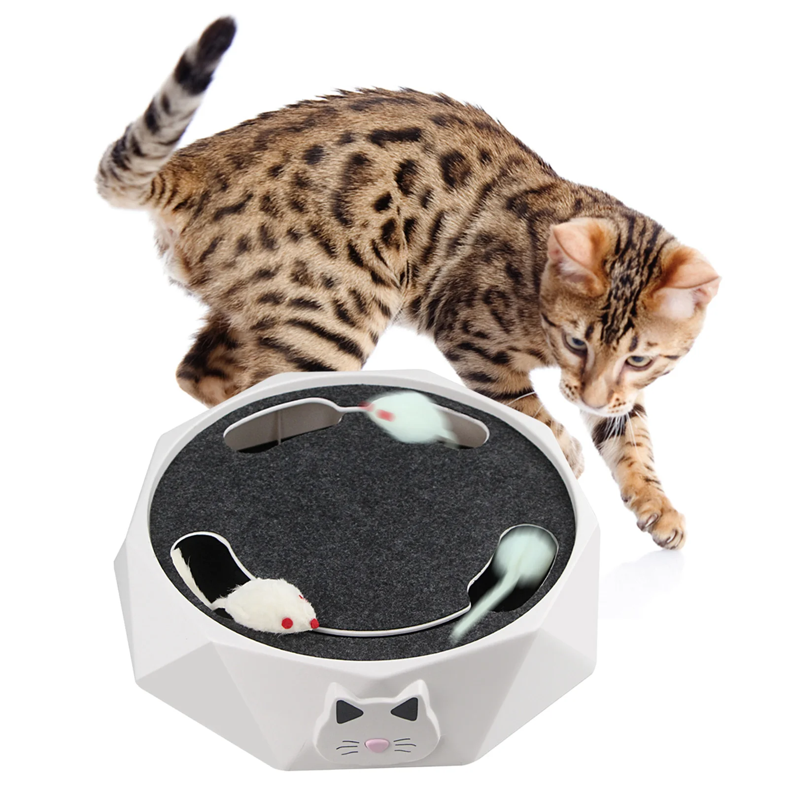 

Pet Interactive Toy Cat Toy with Running Mouse Electric Interactive Cat Toy Automatic Rotating Teasing Toy Play Hide and Seek