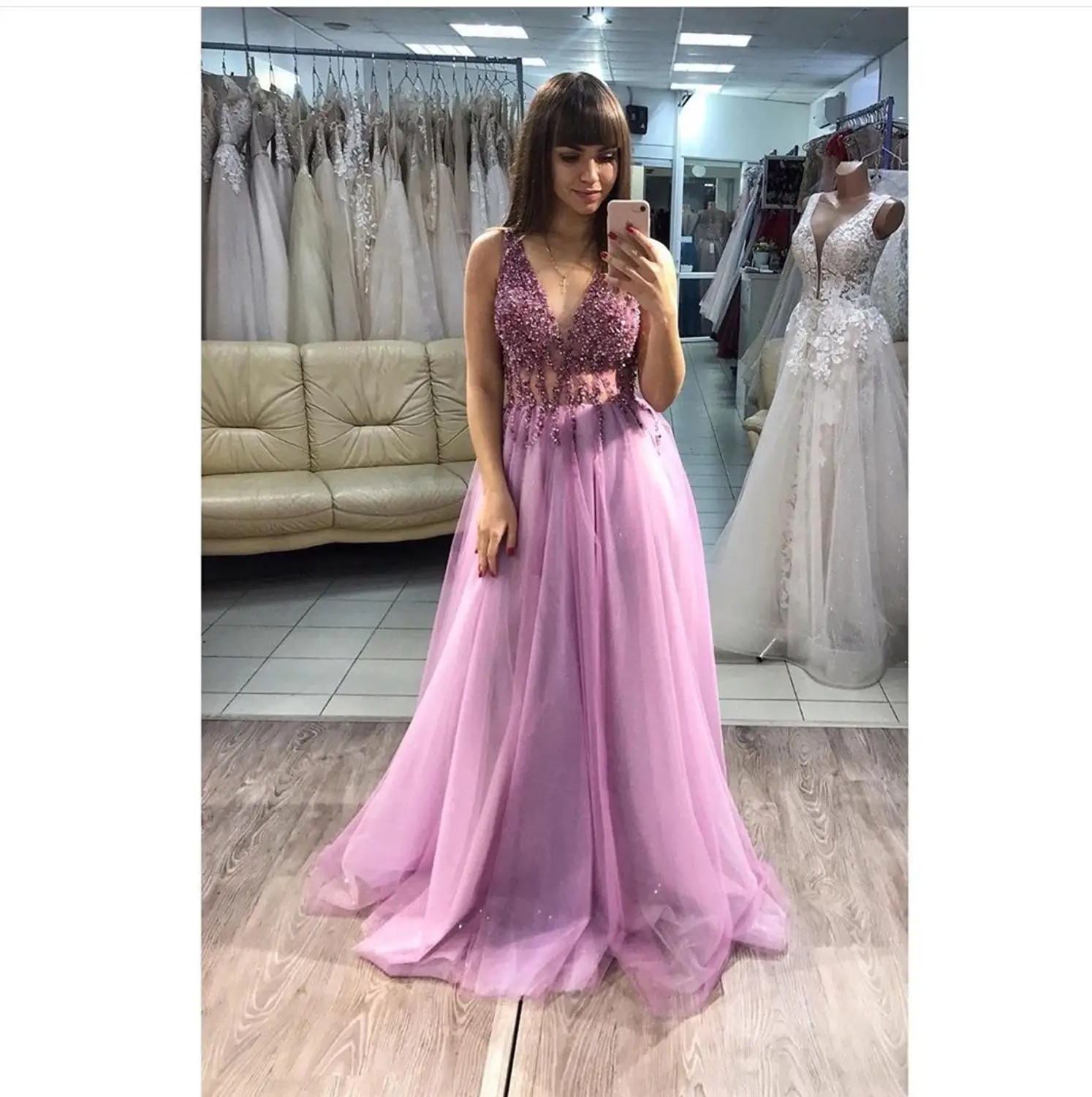 ТРАПЕЦИЕВИДНОЕ платье для выпускного вечера светильник фиолетовое блестящее с