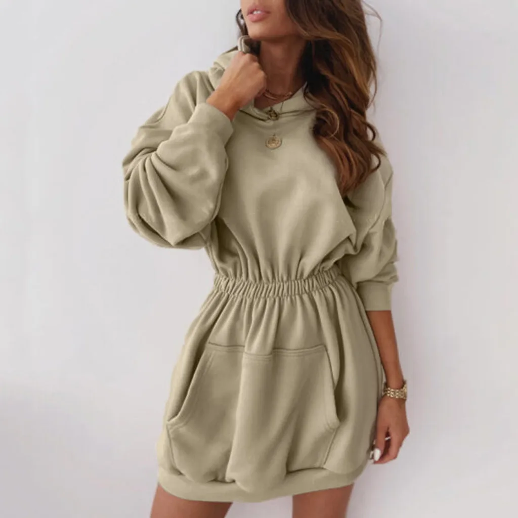 

women sweatshirt Daily Hooded Sweatshirt Long Sleeve Casual Pocket Pullover Long Blouse sweatshirt women free shipping 20826