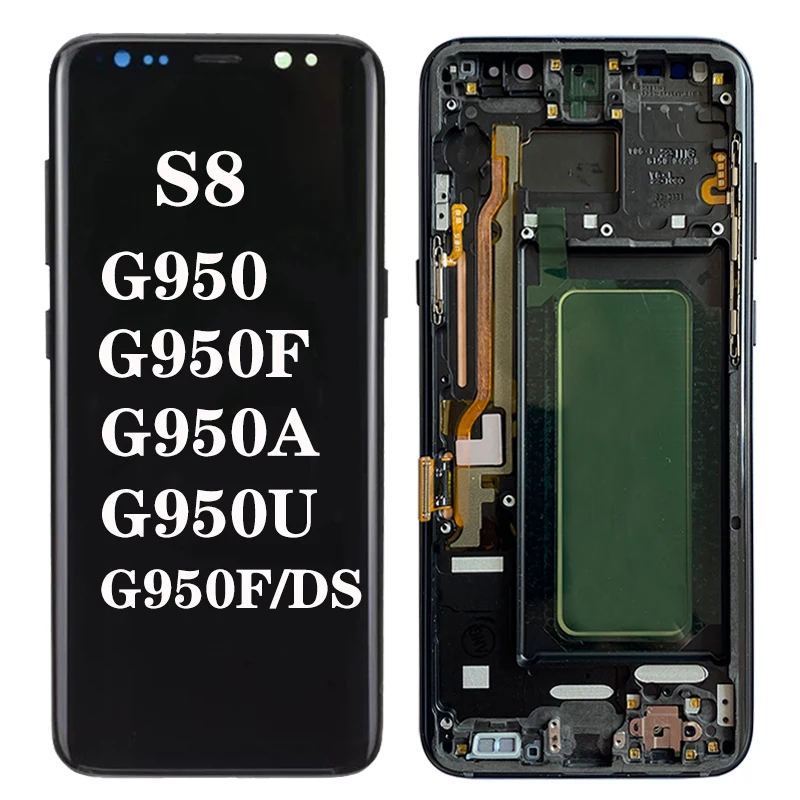 

Оригинальный G950F ЖК-дисплей для Samsung Galaxy S8 дисплей с черной рамкой 5,8 дюйма SM-G950F/DS G950U G950A ЖК сенсорный экран детали в сборе