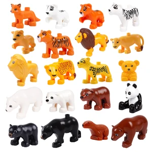 Зоопарк серии с животными, большие строительные блоки, детали, Совместимые Кирпичи, медведь, тигр, слон, панда, Обучающие Детские игрушки, подарок