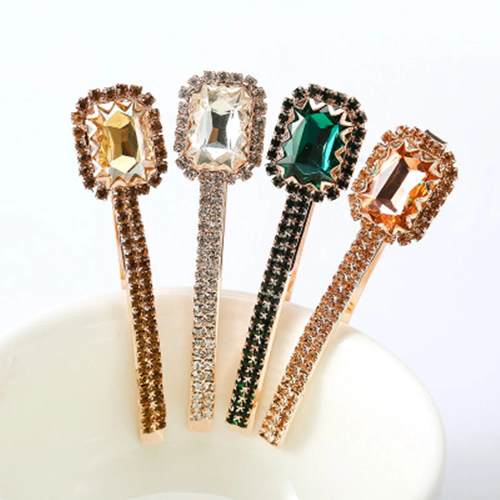 

1pc Blingbling Crystal Hairpin Hair Clips For Women Girls Rhinestone Hairdressing Products Barrette Styling Tools 6 Colors