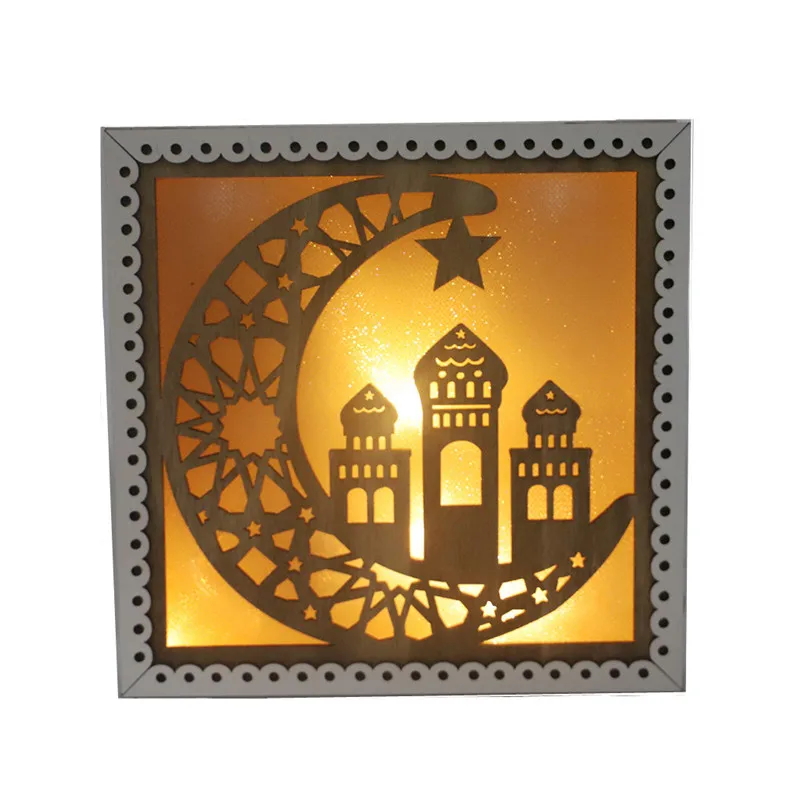 

EID Mubarak Wooden Pendant with LED Light Ramadan Decorations for Home Islamic Muslim Party Eid Decor Kareem Ramadan Supplies