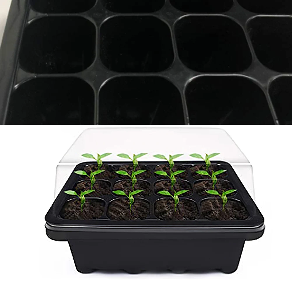 

3/6PCS 12 Holes Plant Seed Grow Box Plastic Propagator Growing Trays With Lids For Garden Nursery Vegetable Fruit Planting